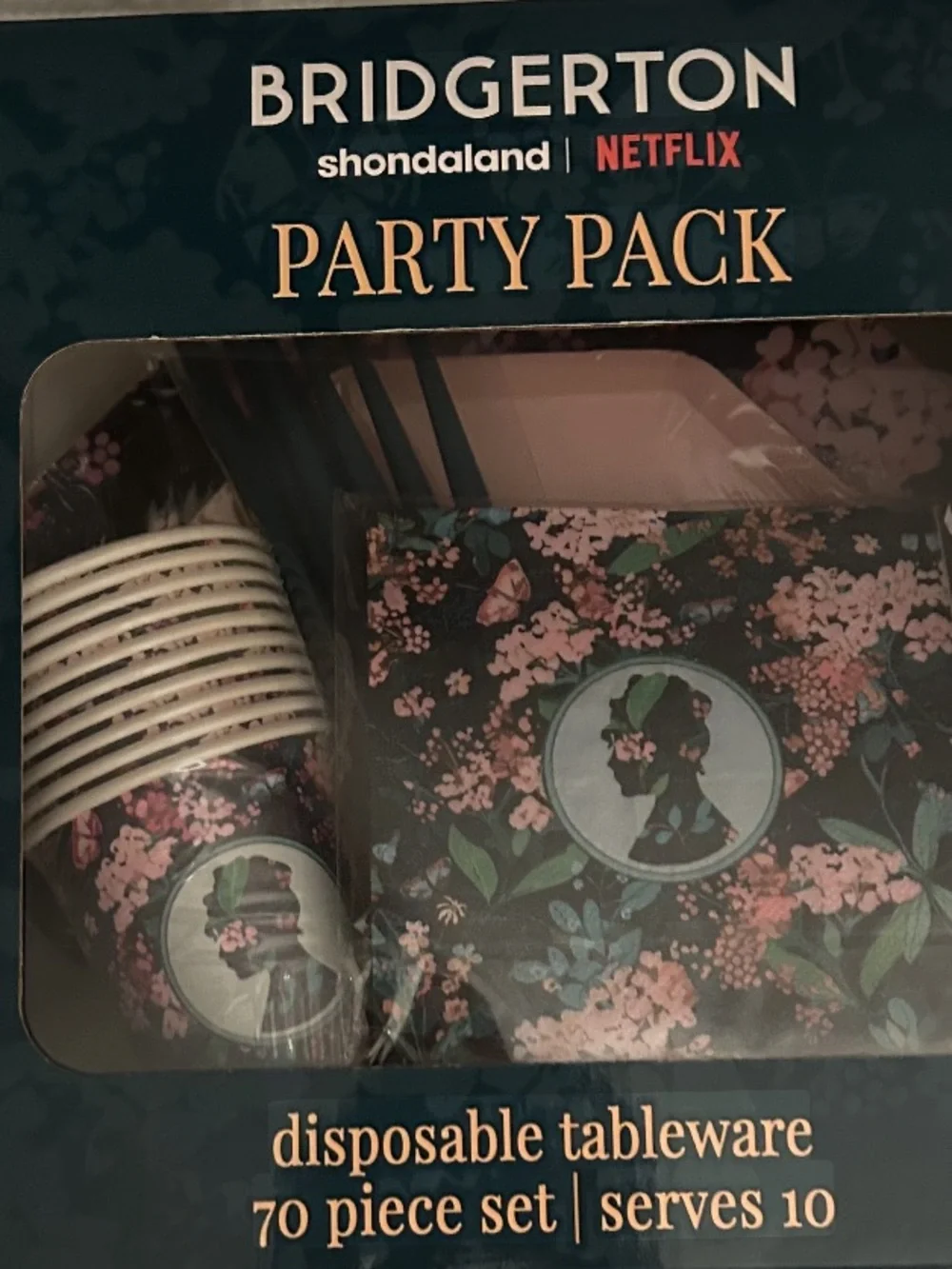 NIB 2 SETS OF Bridgerton Party Pack Disposable Tableware Each Set 70 Pieces